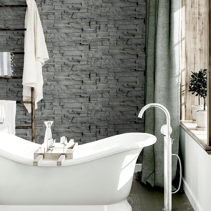 Cornell Grey Slate Wall Wallpaper image number 5