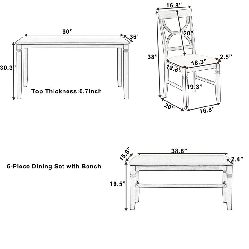 Streamdale 6-Piece Dining Table Set with Upholstered Seating image number 5