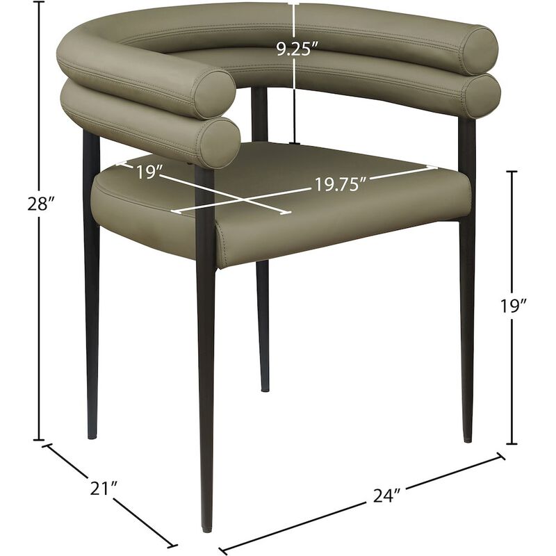 Meridian Furniture Lavina Olive Vegan Leather Dining Chair, Set of 2