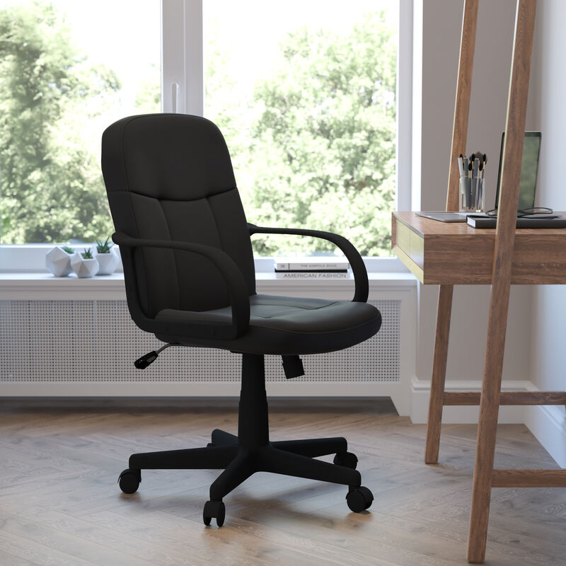 Paulson Mid-Back Black Glove Vinyl Executive Swivel Office Chair with Arms image number 1