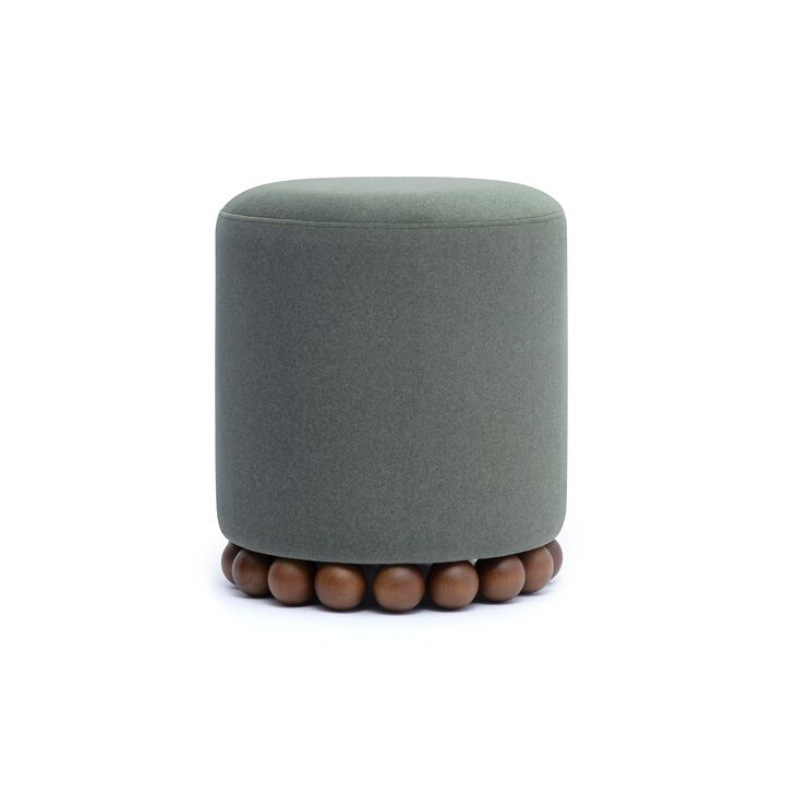 Dex Dark Olive Green Performance Vegan Mohair Ottoman