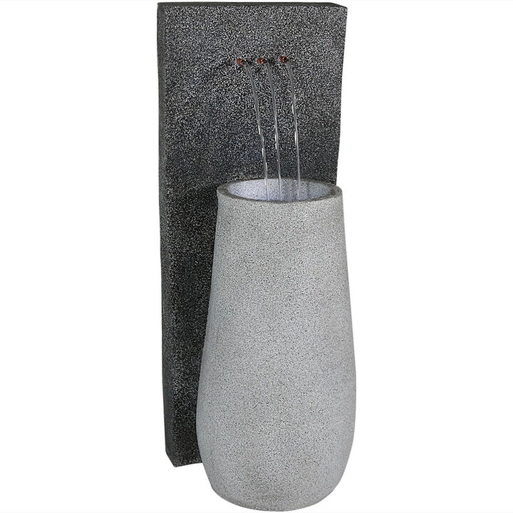 Sunnydaze Three Stream Monterno Water Fountain with LED Lights - 35 in