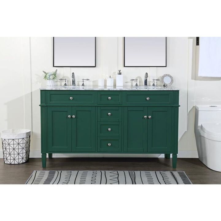 Elegant Kitchen and Bath 60 inch double bathroom vanity in green