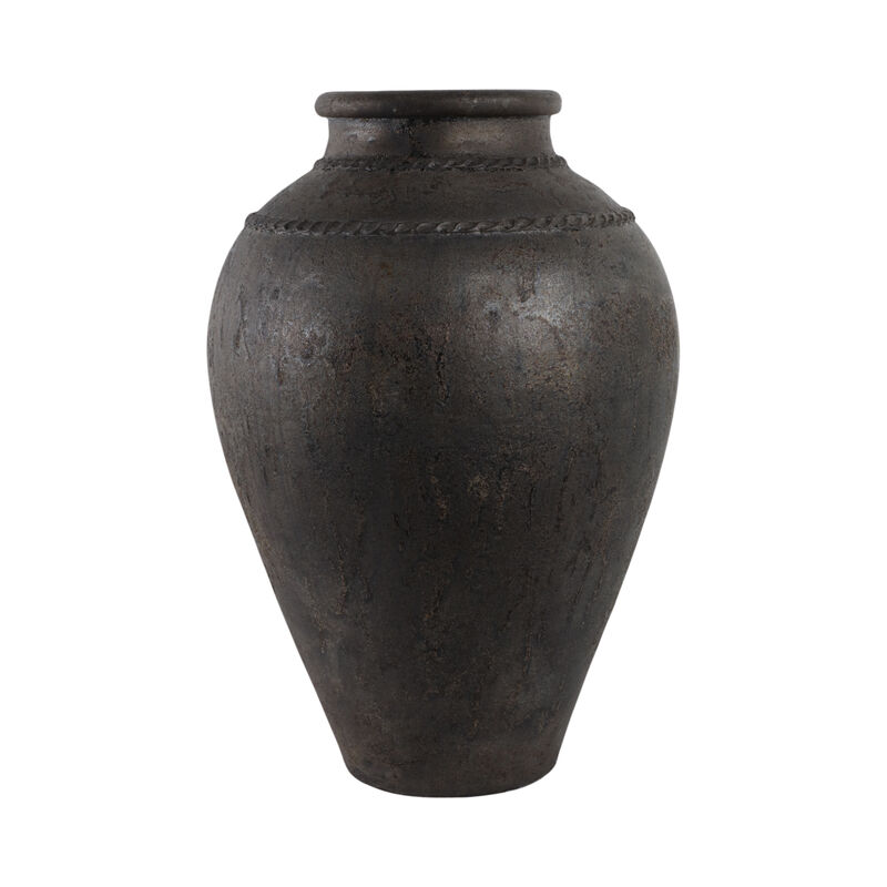 30" Terracotta Floor Vase, Rustic Black image number 2