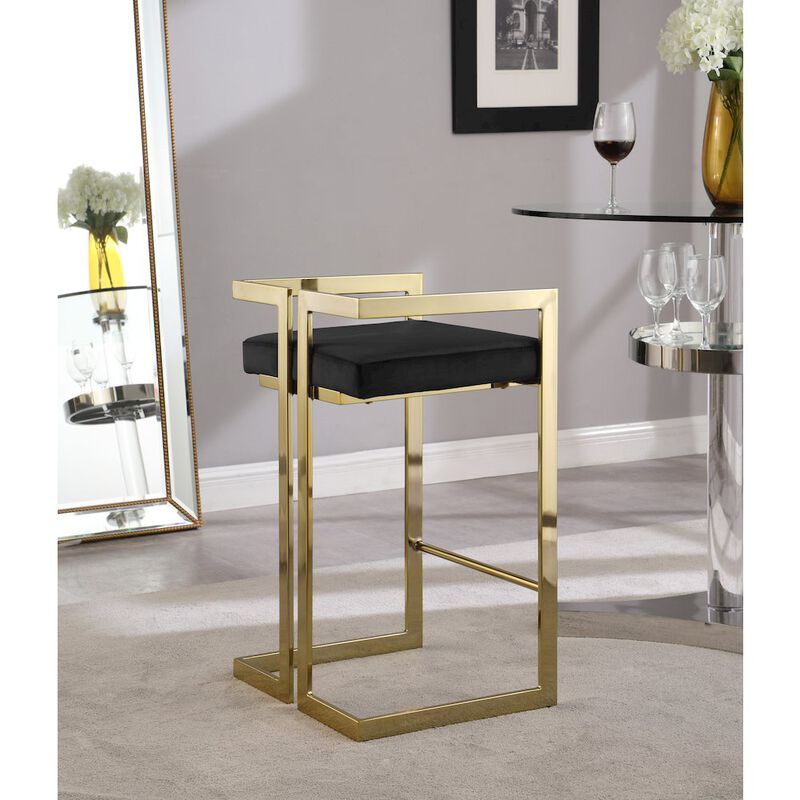 Meridian Furniture Ezra Black Velvet Stool, Set of 2