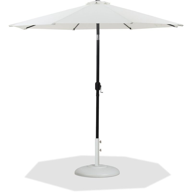Meridian Furniture Fiji White Fabric / Matte White Aluminum Patio Umbrella with Base Sets