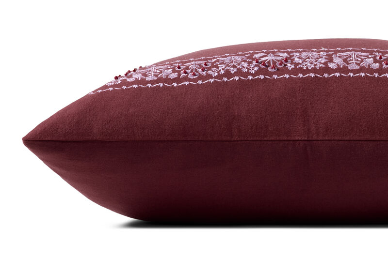 Estee Border Burgundy 22''x22'' Cover w/Down Pillow image number 1