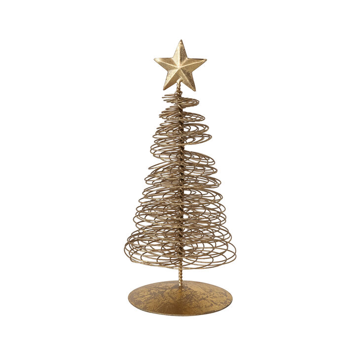 Gold Wire Christmas Tree with Star Topper