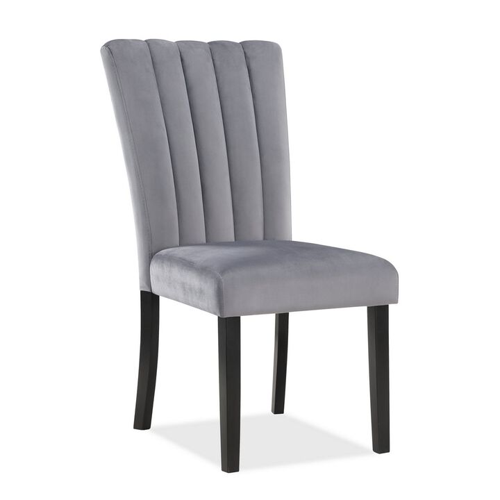 Marcus 20 Side Chair Set of 2, Fabric Upholstery, Cushioned, Black, Gray - Benzara