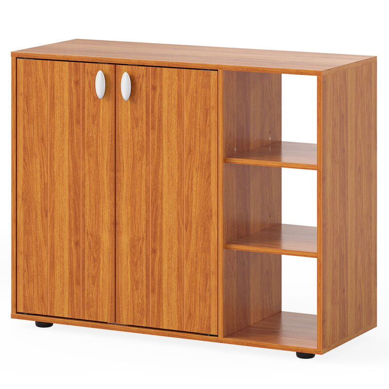Entryway 3-Tier Shoe Cabinet with Doors and Customizable Open Shelves image number 0