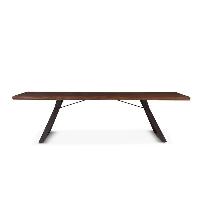 World Interiors Nottingham 106-Inch Acacia Wood Live Edge Dining Table in Walnut Finish