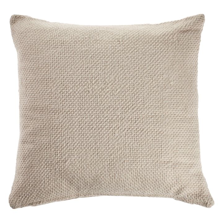 18" Cream Solid Handcrafted Square Throw Pillow