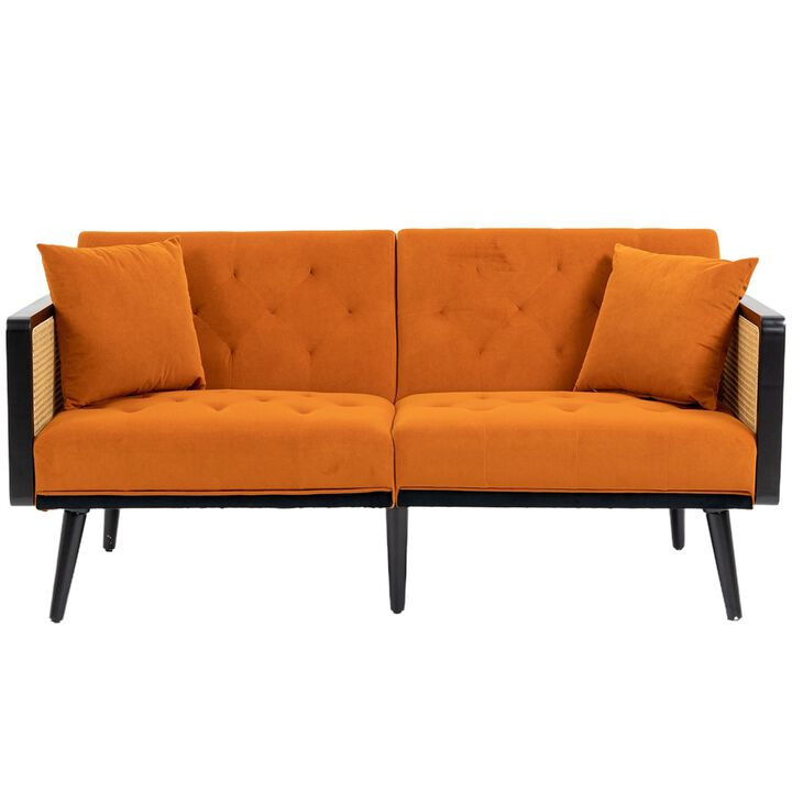 Velvet Sofa - Accent Loveseat with Metal Feet - Stylish, Comfortable, and Chic Design