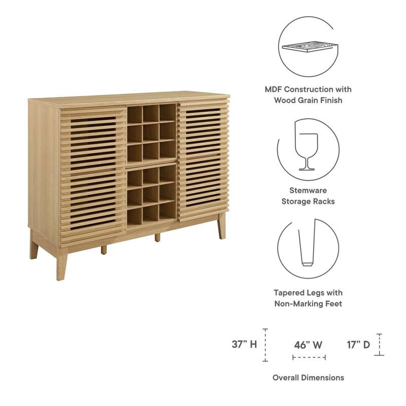 Modway Render Mid-Century Modern Wine Bar Cabinet in Charcoal 17 x 46 x 37 image number 8