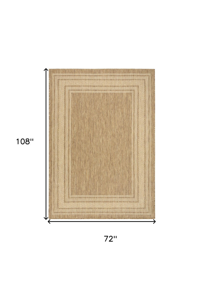 HomeRoots 6' X 9' Natural Geometric Indoor Outdoor Area Rug image number 4