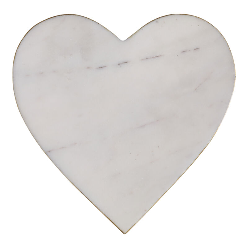 8x8" Marble Heart Tray W/ Gold Edges, White image number 4