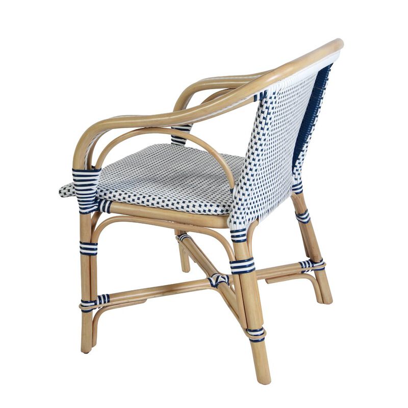 Butler Specialty Portofino 18.75 in. Seat Height Rattan Arm Chair, White and Navy image number 6