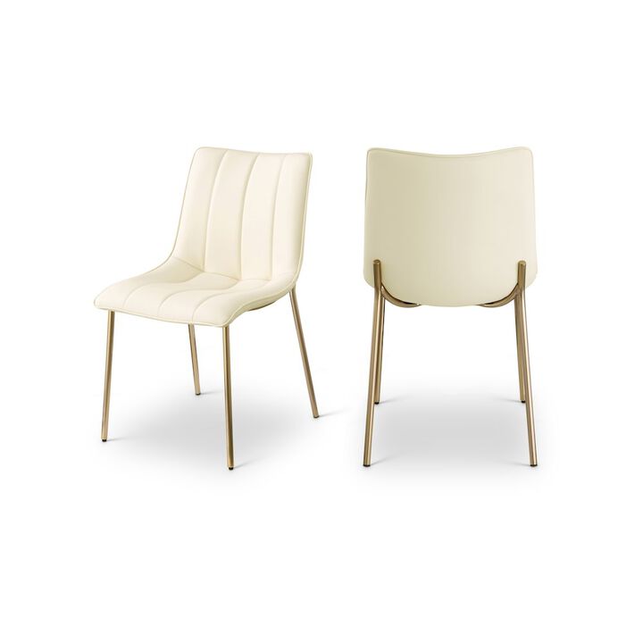 Meridian Furniture Isla Cream Vegan Leather Dining Chair, Set of 2