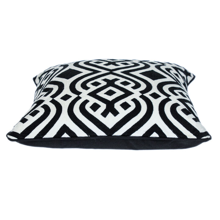 HomeRoots 20" Black and White Geometric Cotton Throw Pillow