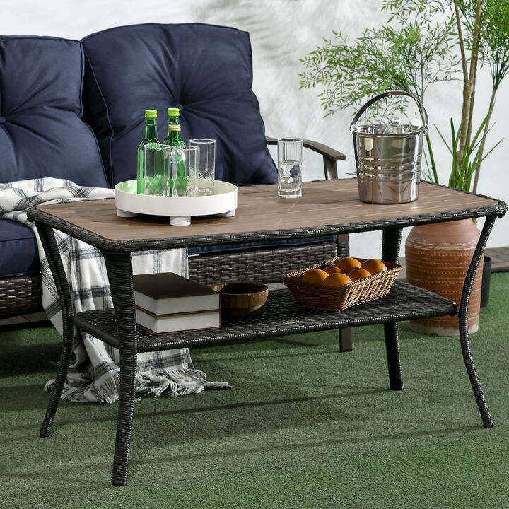Hivvago Rattan Coffee Table with Composite Top