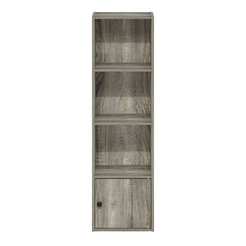 Furinno Luder Shelf Bookcase with 1 Door Storage Cabinet, French Oak