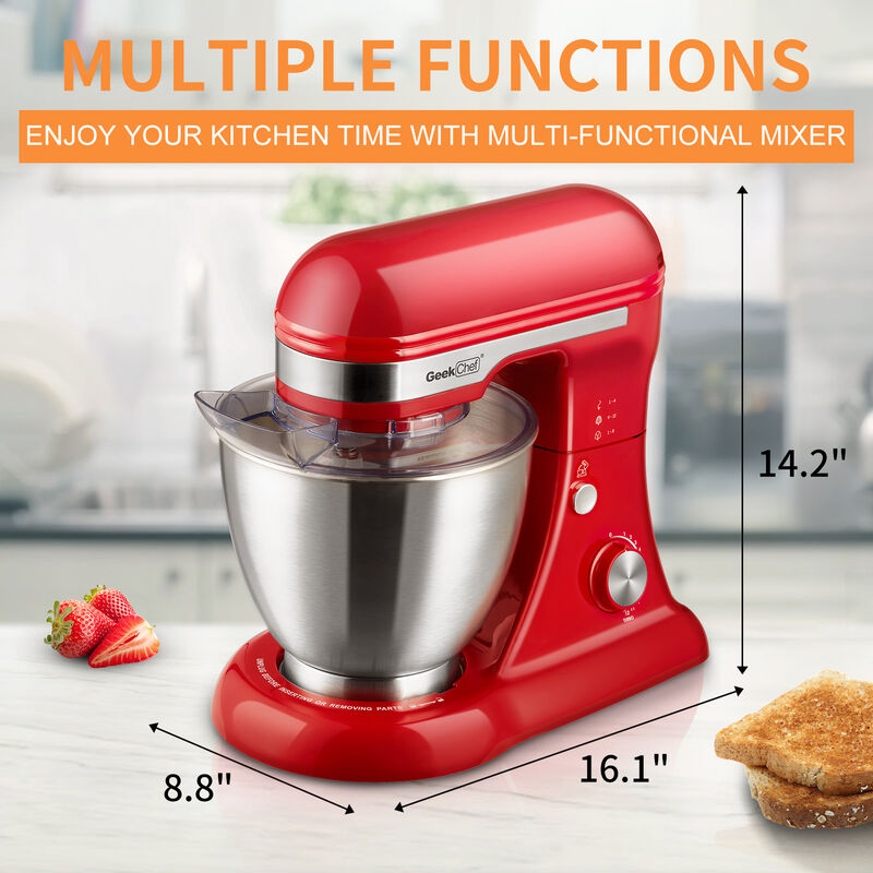 Electric Stand Mixer, 4.8QT 12 Speeds Tilt-head Food Mixer with Dough Hook, Rotary Knob, Whisk, Beater, Bowl image number 4