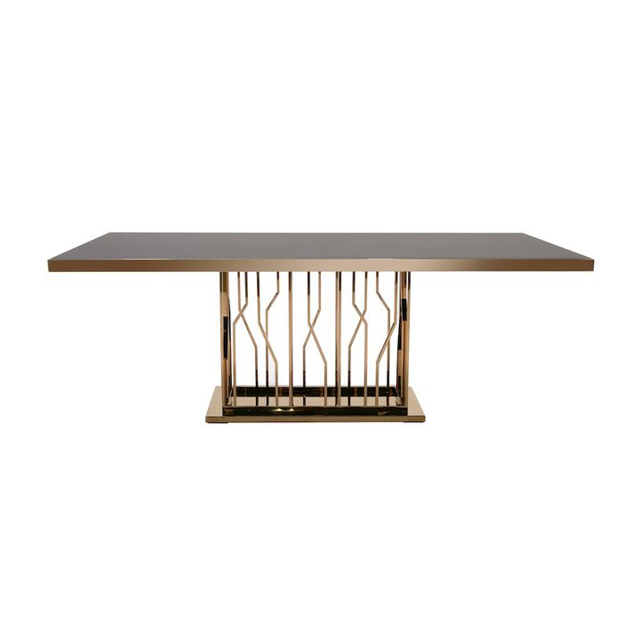 Modrest Marston Modern Black Glass & Rosegold Dining Table