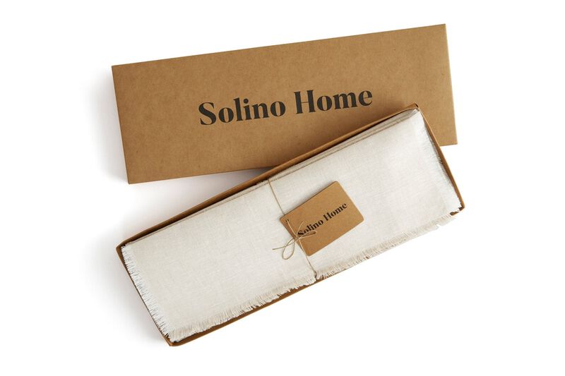 Solino Home Fringe 100% Linen Placemats &ndash; Set of 4, 14 x 19 in, Machine Washable, Holiday and Everyday Dining
