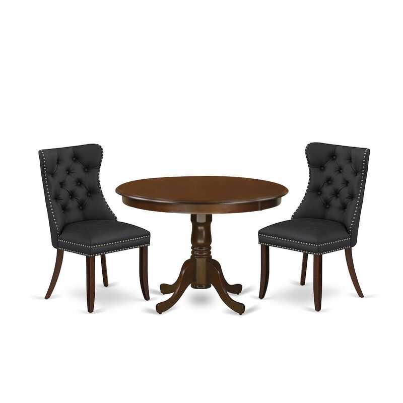 3 Piece Dining Table Set Contains a Round Kitchen Table with Pedestal