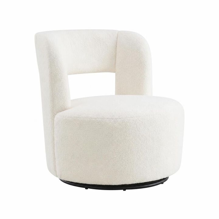 GOODSILO Soft Plush 360 Degree Swivel Round Accent Barrel Chair Upholstered in Cozy Teddy Fabric for Living Room, Bedroom and Office Spaces