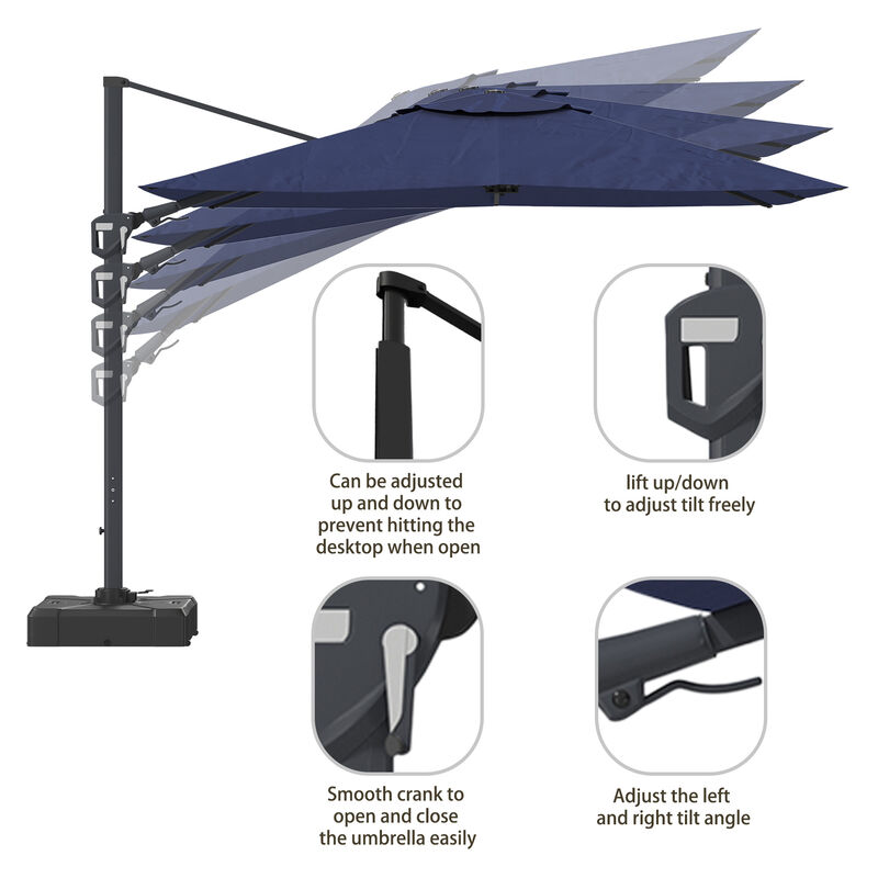 11ft Cantilever Patio Umbrella Square Umbrella Outdoor Patio Offset Patio Umbrella Large Outdoor Umbrella Pool Umbrella for Backyard Garden Deck Pool11ft Cantilever Patio Umbrella Square Umbrella Outdoor Patio Offset Patio Umbrella Large Outdoor Umbrella Pool Umbrella for Backyard（Without Base） image number 5