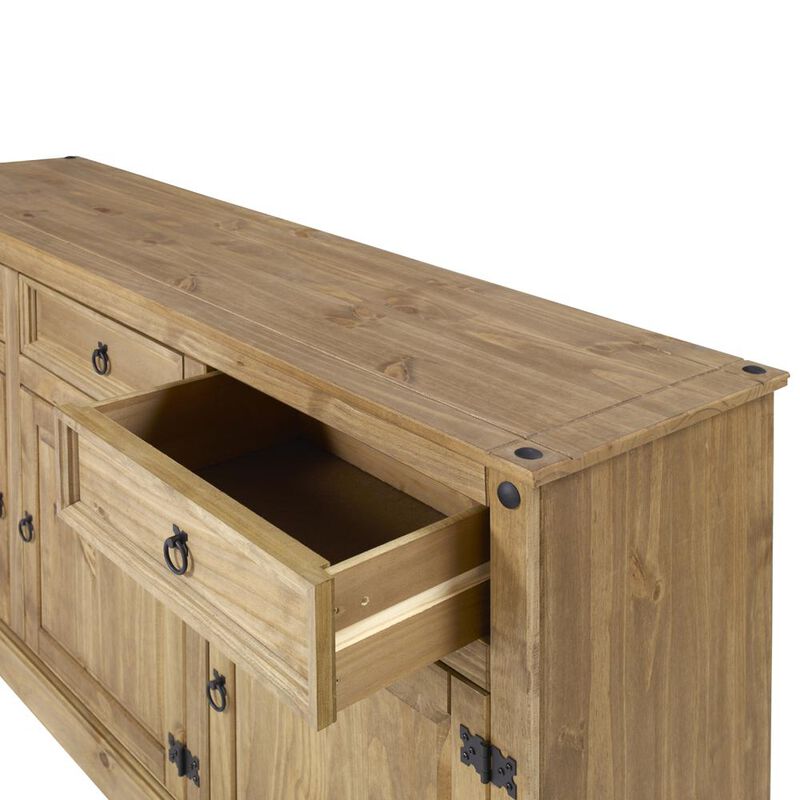 OS Home and Office Furniture Model COR917 Cottage Series Wood Buffet Sideboard in Corona Brown