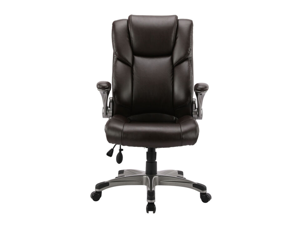 Executive Office Desk Chair, Ergonomic Bonded Leather Home Office Desk Chair With Flip-Up Arms