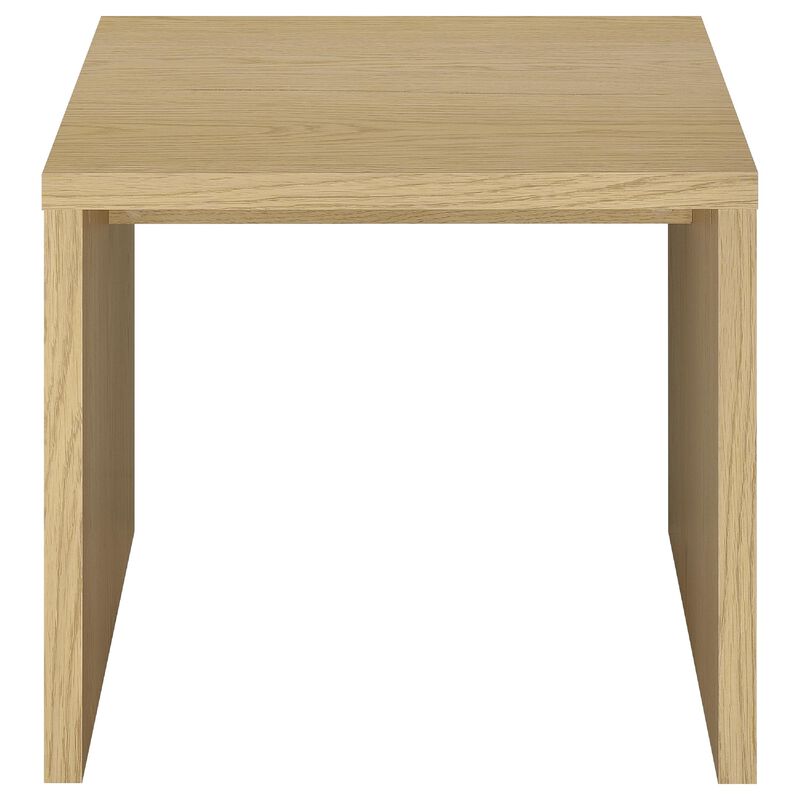 Kerra Square Side End Table, U-Shape Frame, Light Oak Wood 24 Inch image number 0