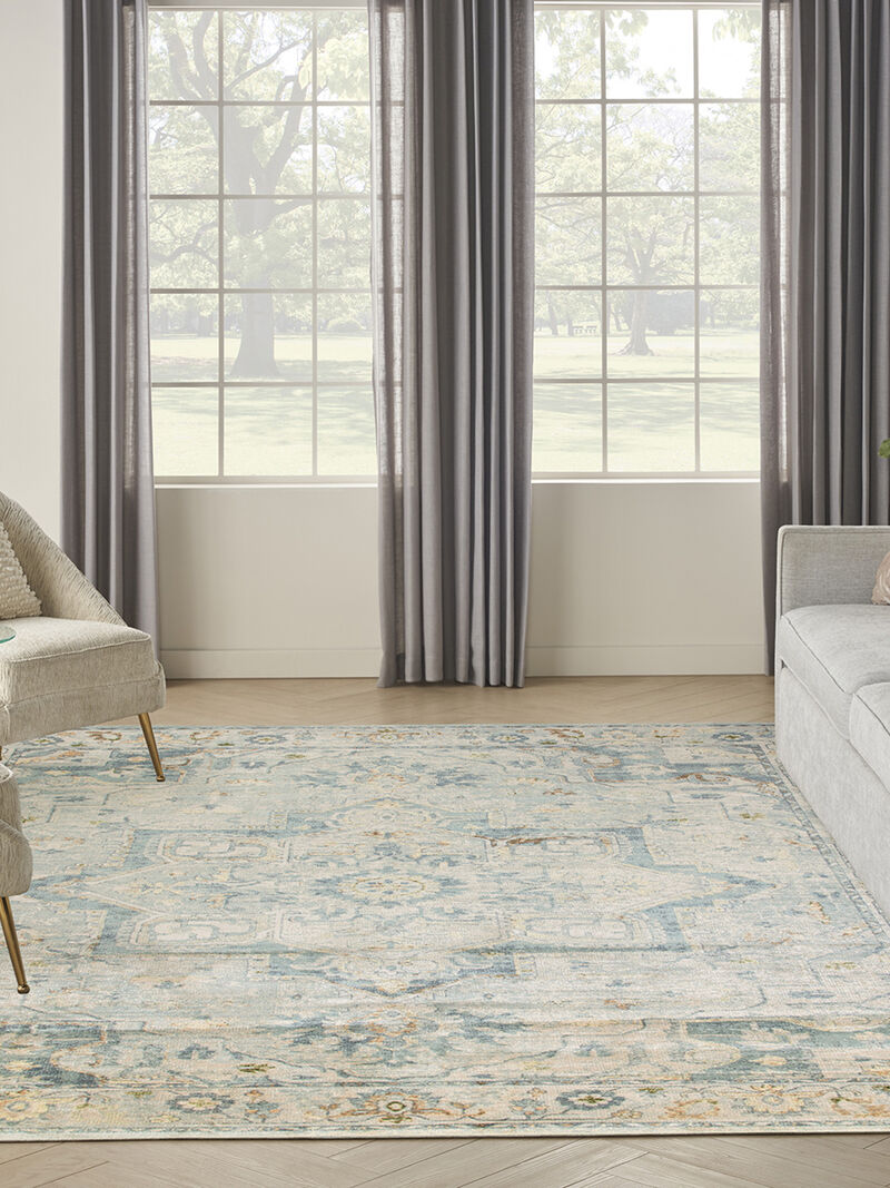 Astra Machine Washable ASW12 Light Blue 9' x 12' Rug