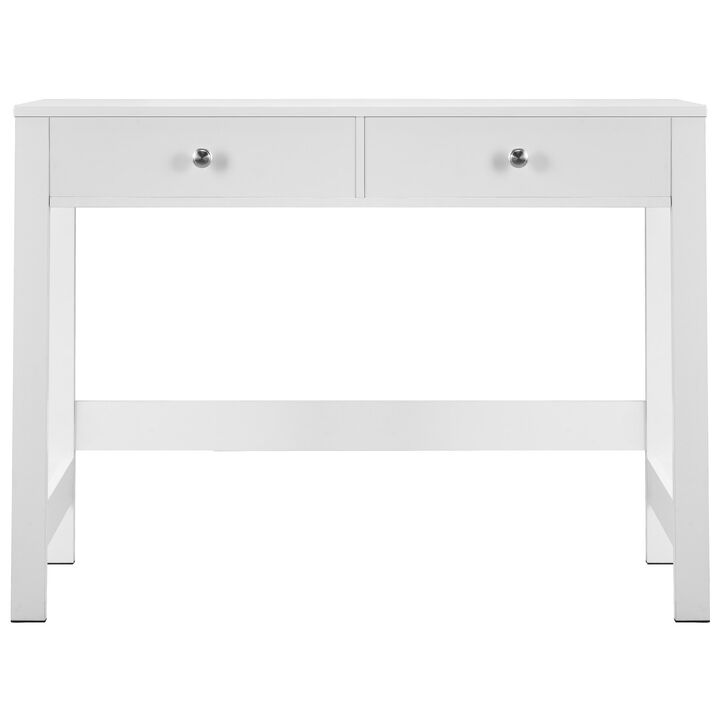Modern Kids Writing Desk with Storage Drawers Rectangle Study Table for Home Office-White