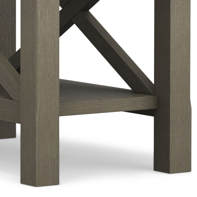 Kitchener SOLID WOOD 14 inch Wide Rectangle Contemporary Narrow Side Table in Farmhouse Grey