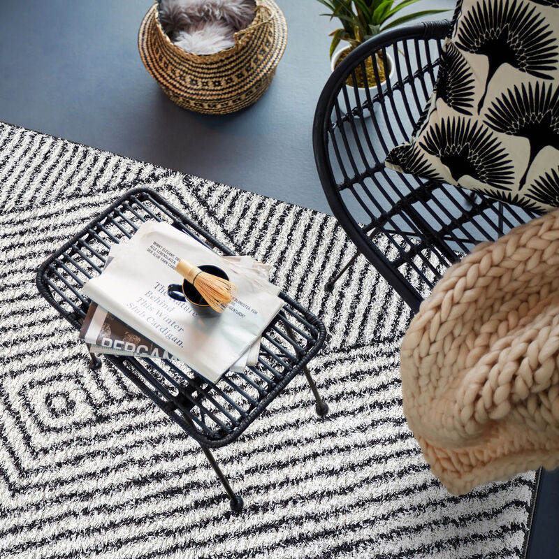 World Rug Gallery Minimal Stripe Geometric Shag Rug &ndash; Anthracite Dark Gray &ndash; Medium Pile &ndash; Cozy & Modern image number 9