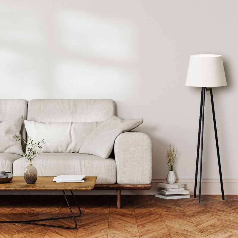 Architectural Tripod 64 in. Floor Lamp with Textured Shade - Cozy Illumination