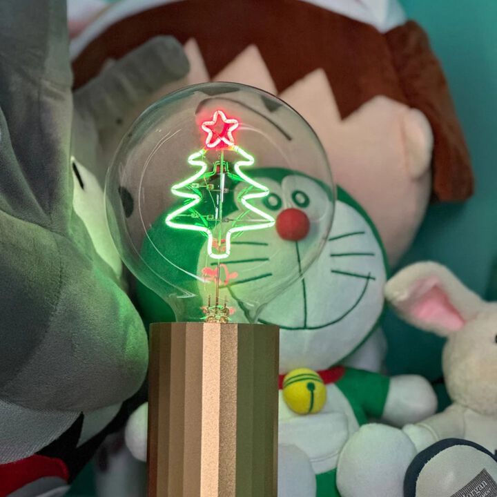 Bulb XMAS TREE Red/ Green with Base Table Lamp PORTABLE Rose Gold