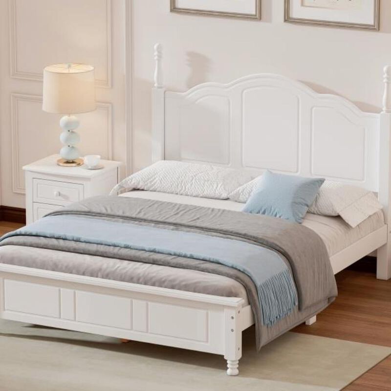 Retro Style Platform Bed Frame with Wooden Slat Support, Durable & Stylish Bed Frame