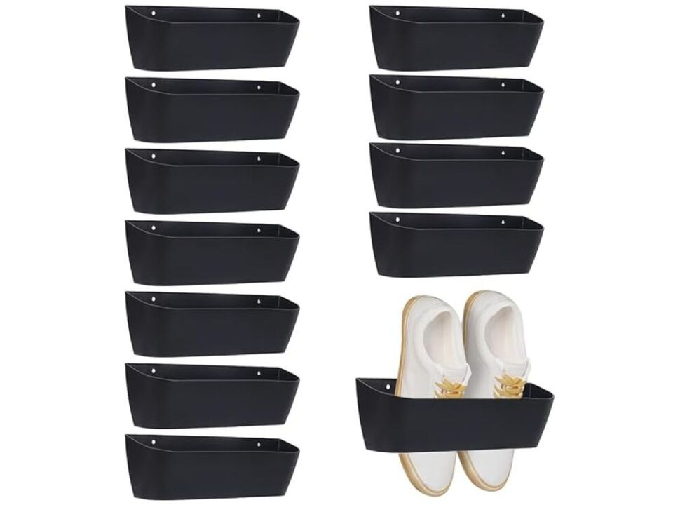 Entryway Shoe Organizer Closet Storage Black 12 Piece Wall