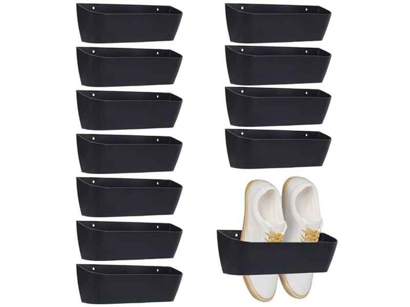 Entryway Shoe Organizer Closet Storage Black 12 Piece Wall image number 0