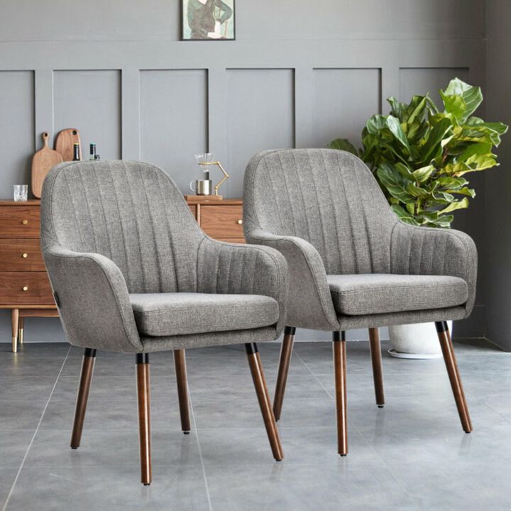 Set of 2 Accent Chairs with Wooden Legs