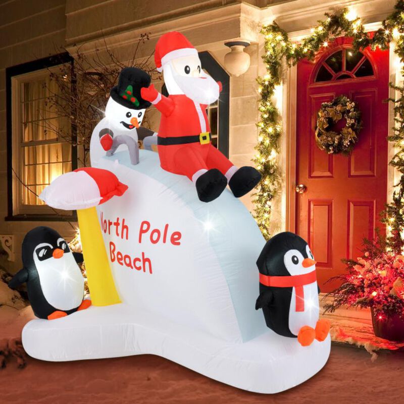 Hivvago 6 Feet Christmas Inflatable with Blow up Penguins and Santa Decoration