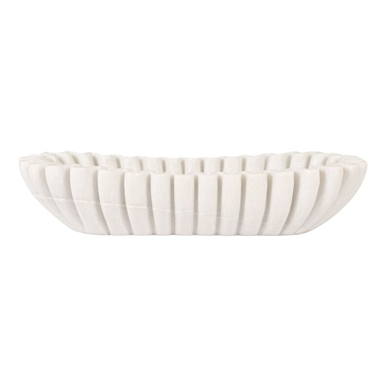Marble Oval Ruffle Bowl, White image number 4