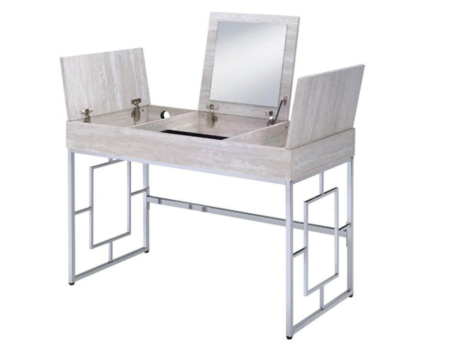 HomeRoots Modern Decorative Modern Chic Whitewash Vanity Desk