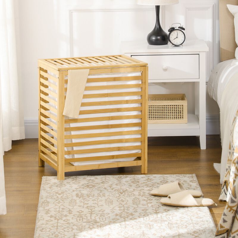 Bamboo Laundry Storage: Hamper with Lid for Bathroom/Bedroom
