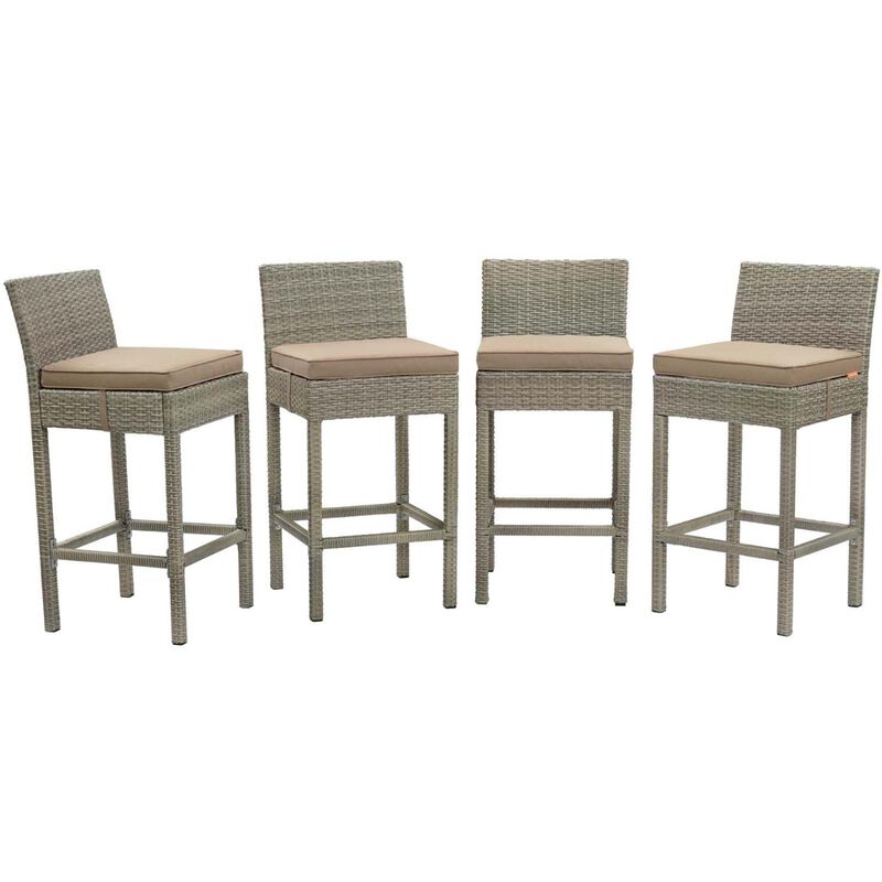 Conduit Outdoor Patio Wicker Rattan Bar Stool Set of 4 image number 0