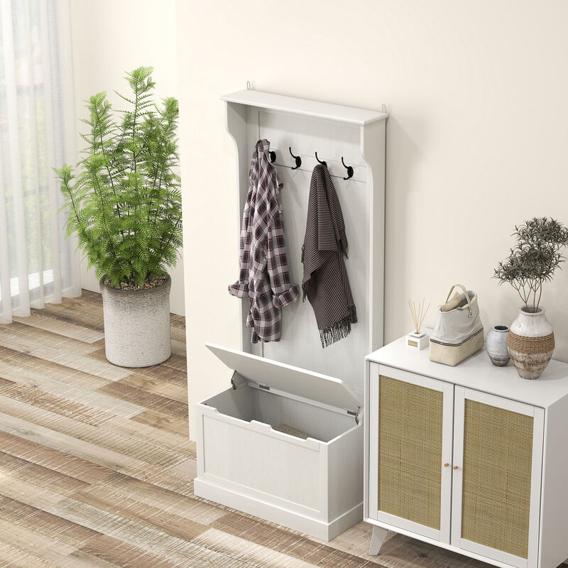 Multi-Functional Hall Tree with Hooks and Bench for Organizing Shoes and Coats